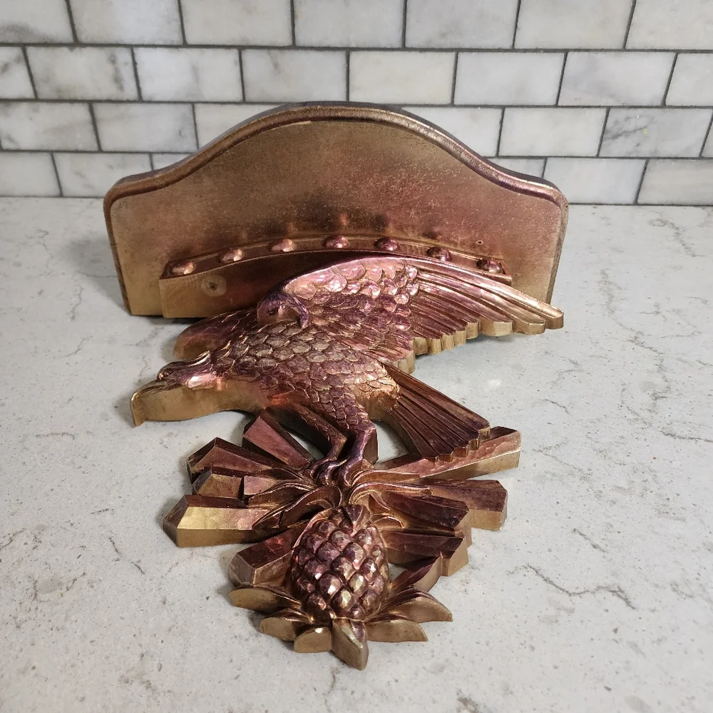 Vintage gold Americana eagle wall shelf dart inc.